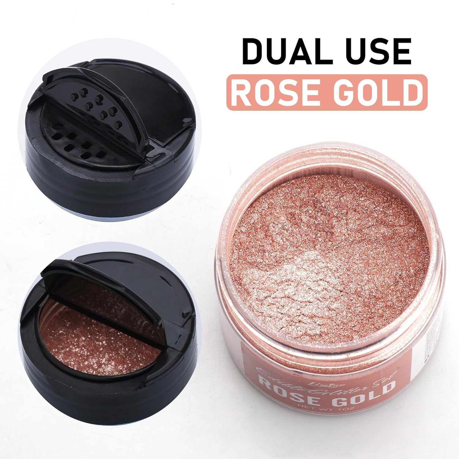 Edible Glitter - 30g Edible Luster Dust Metallic Food Grade Coloring Glitter for Drinks, Baking, Cake Decorating - Edible Dust Powder Shimmer Sprinkle Powder for Icing, Cocktail, Candy (Rose Gold)