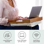 ROSSIE HOME Acacia Wood Bed Tray, Lap Desk with Detachable Cushion, Serving Tray - Natural - Fits up to 15.6 Inch Laptops - Style No. 76106