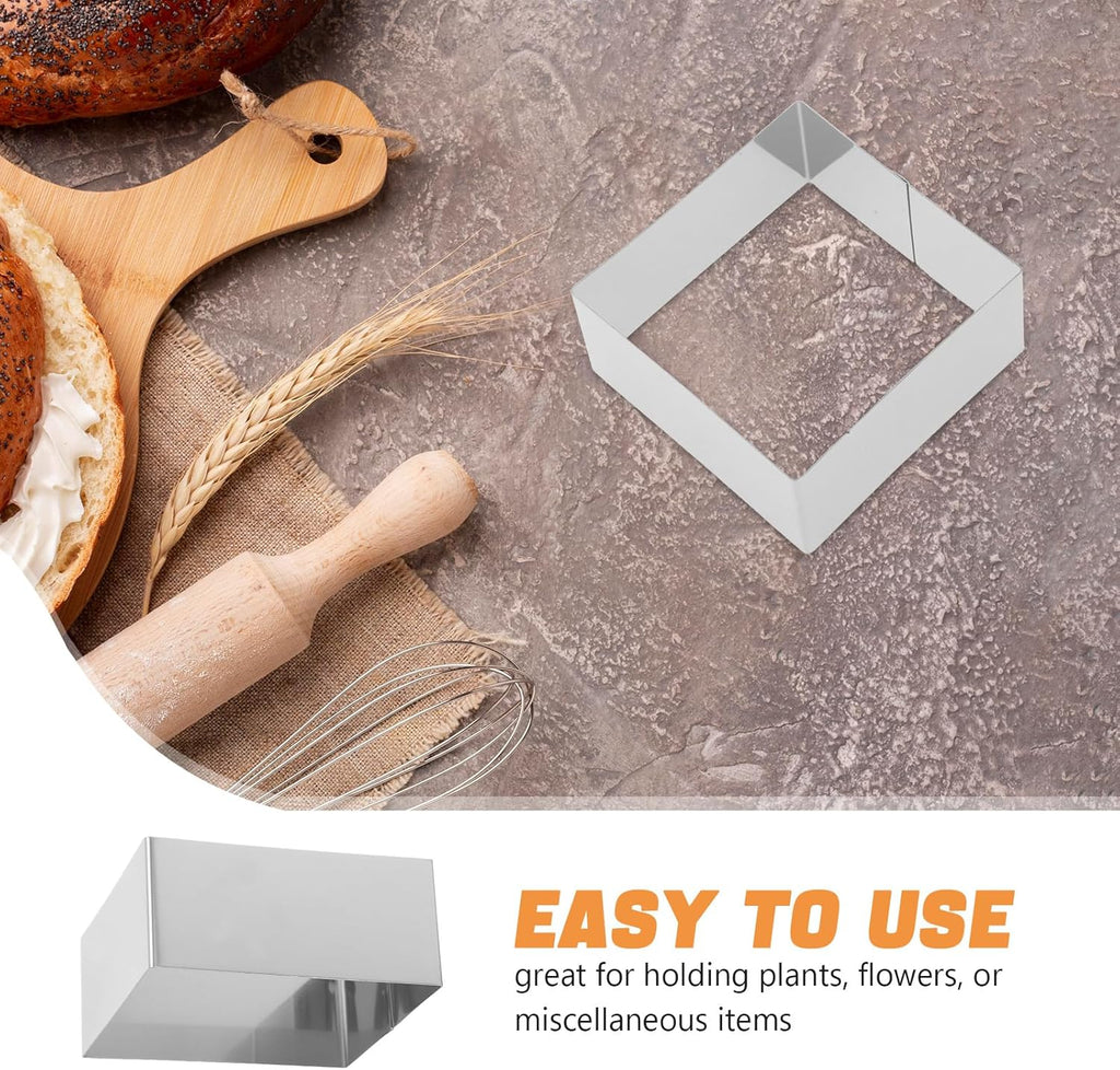 Alipis Square Mousse Mold Mousse Cutter Stainless Steel Cake Ring Cake Mold Metal Pastry Mould Dessert Ring Baking Tool for Home Kitchen DIY Pastry (Silver 5 Inch), 75635NWDON16PLB