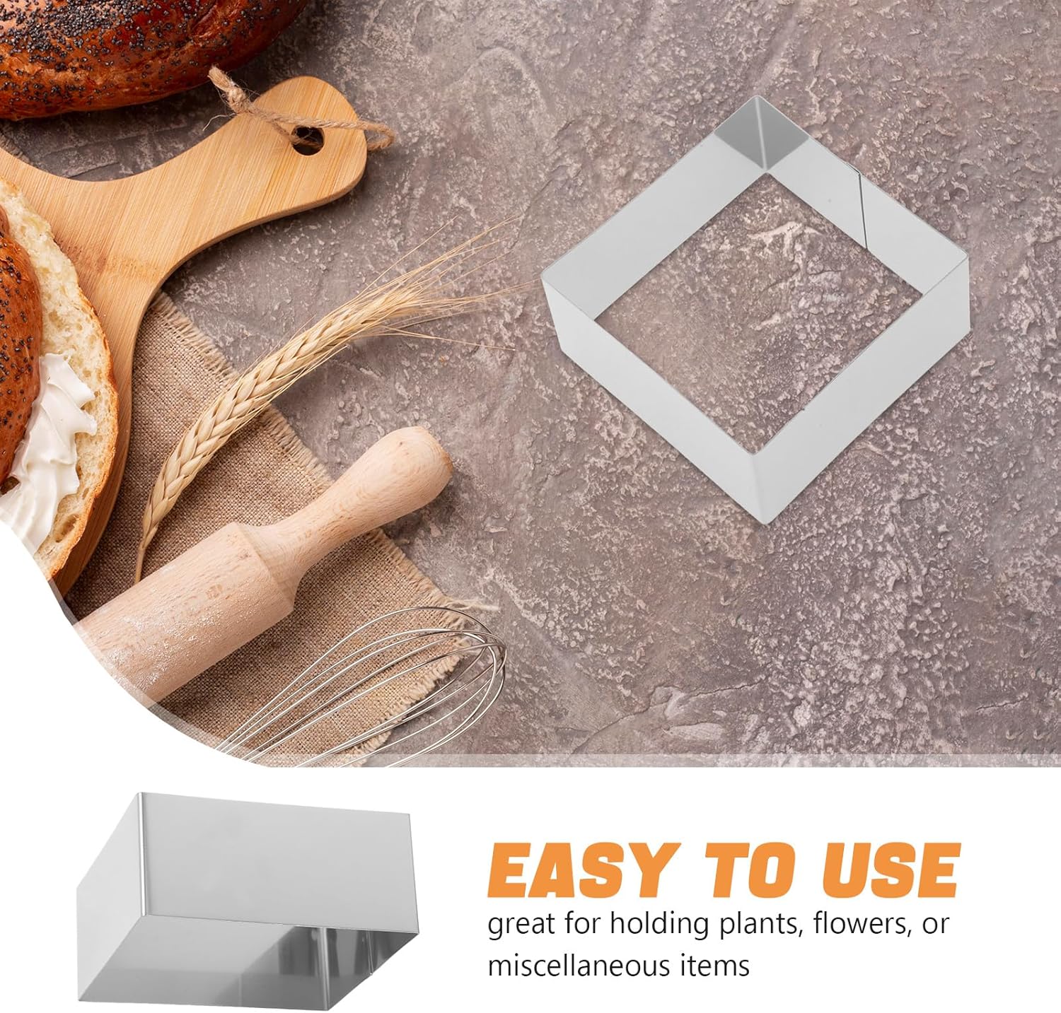 Alipis Square Mousse Mold Mousse Cutter Stainless Steel Cake Ring Cake Mold Metal Pastry Mould Dessert Ring Baking Tool for Home Kitchen DIY Pastry (Silver 5 Inch), 75635NWDON16PLB