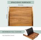 ROSSIE HOME Acacia Wood Bed Tray, Lap Desk - Set of Two - with Hyacinth Storage Basket - Natural - Fits up to 15.6 Inch Laptops - Style No. 70106