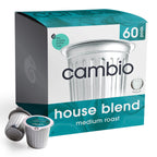 Cambio Roasters House Blend Coffee Pods - New Aluminum Pods, Organic Coffee K Cups, Medium Roast K Cup Coffee, Works With Keurig, 60 Count