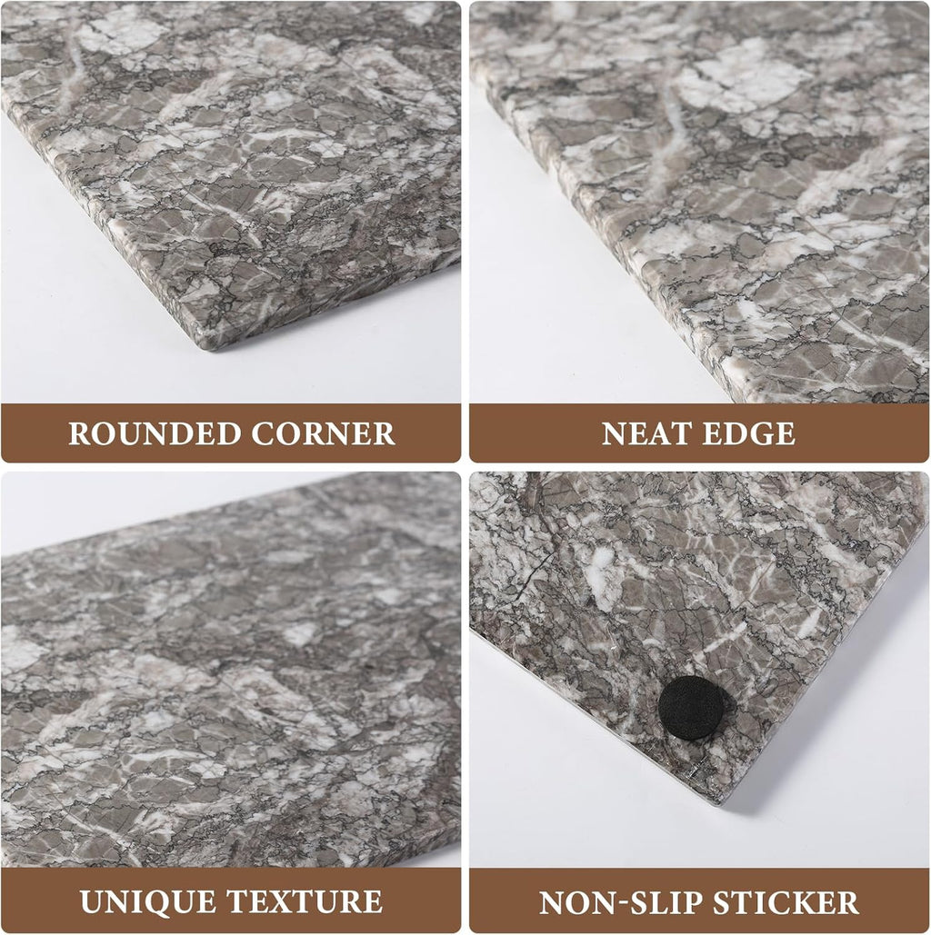 Koville Natural Marble Cutting Board for Kitchen Pastry Bread, 12" x 8" Real Stone Slab Marble Cheese Board for Counter, Decorative Boards Serving Boards for Home Kitchen(Morocco-Zagora Gray)