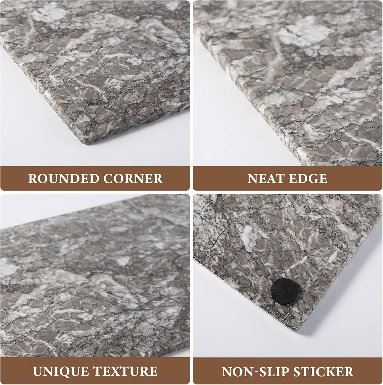 Koville Natural Marble Cutting Board for Kitchen Pastry Bread, 12" x 8" Real Stone Slab Marble Cheese Board for Counter, Decorative Boards Serving Boards for Home Kitchen(Morocco-Zagora Gray)