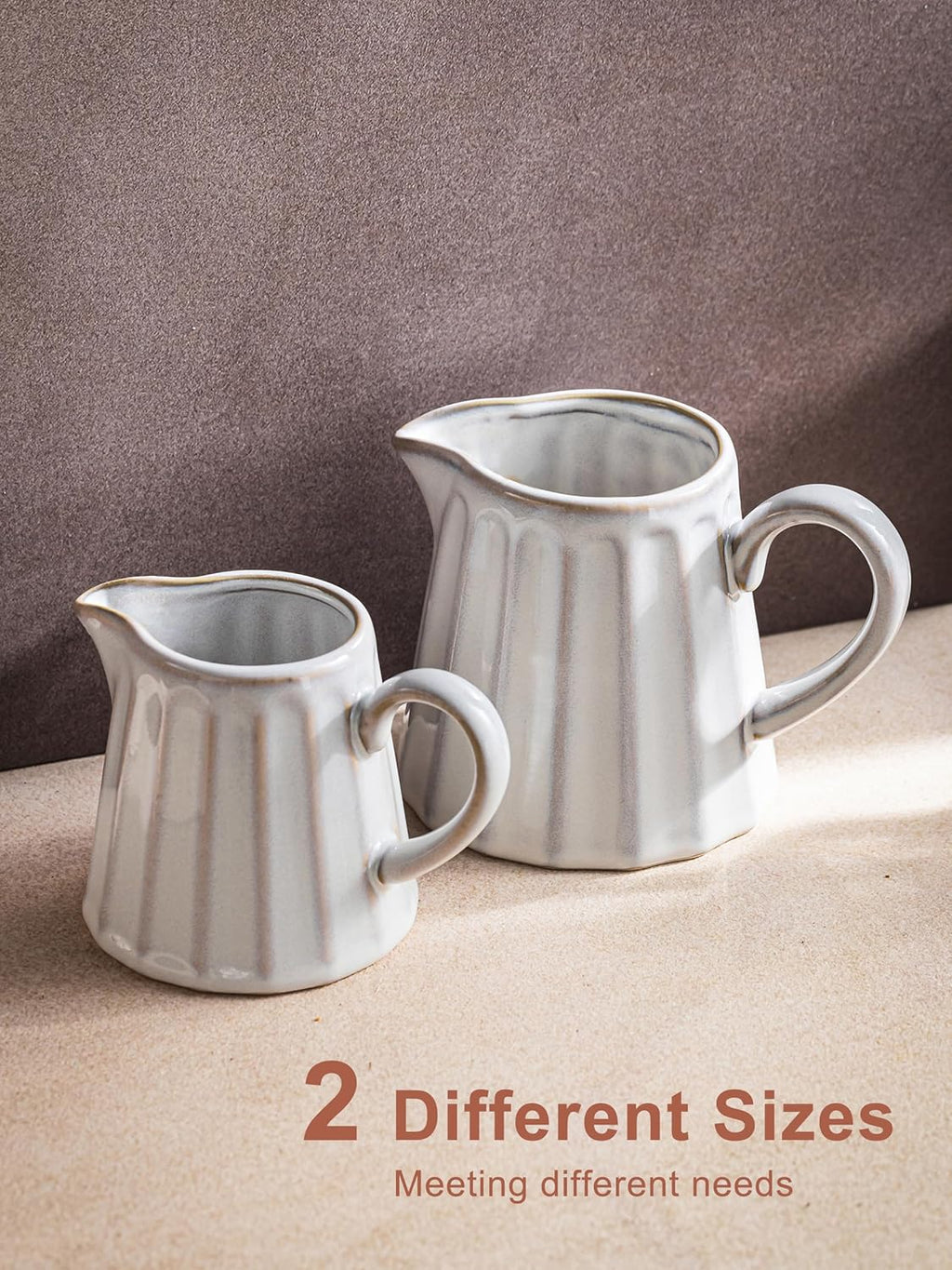 Ceramic Creamer Pitcher,17 Oz Coffee Creamer Container with Handle, Small Milk Pitcher Pourer for Sauces, Salad, Cream White