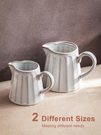 Ceramic Creamer Pitcher,17 Oz Coffee Creamer Container with Handle, Small Milk Pitcher Pourer for Sauces, Salad, Cream White