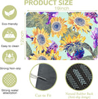 Dish Drying Mat Watercolor Sunflowers Irisflowers Floral Kitchen Mat 12"x19" Bsorbent Coffee Maker Mat for Dishes,Utensils Coffee Maker Pots and Pans Easy Clean Dish Slip Resistant Pad