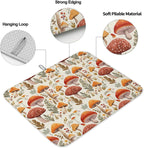 Fall Dish Drying Mat for Kitchen Counter Mushroom Drying Pad Absorbent Drying Mats for Countertops Sinks Draining Racks Autumn Plant Leaves Drainer Holiday Harvest Thanksgiving Decorations 18x24