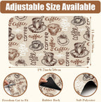 Coffee Cup Dish Drying Mat Cute Doodle Coffee Bar Mat for Countertop Absorbent Rubber Backed Hide Stain Dish Drainer Rack Pad Espresso Machine Dining Room Decoration 11.8 x 19.7 Inch