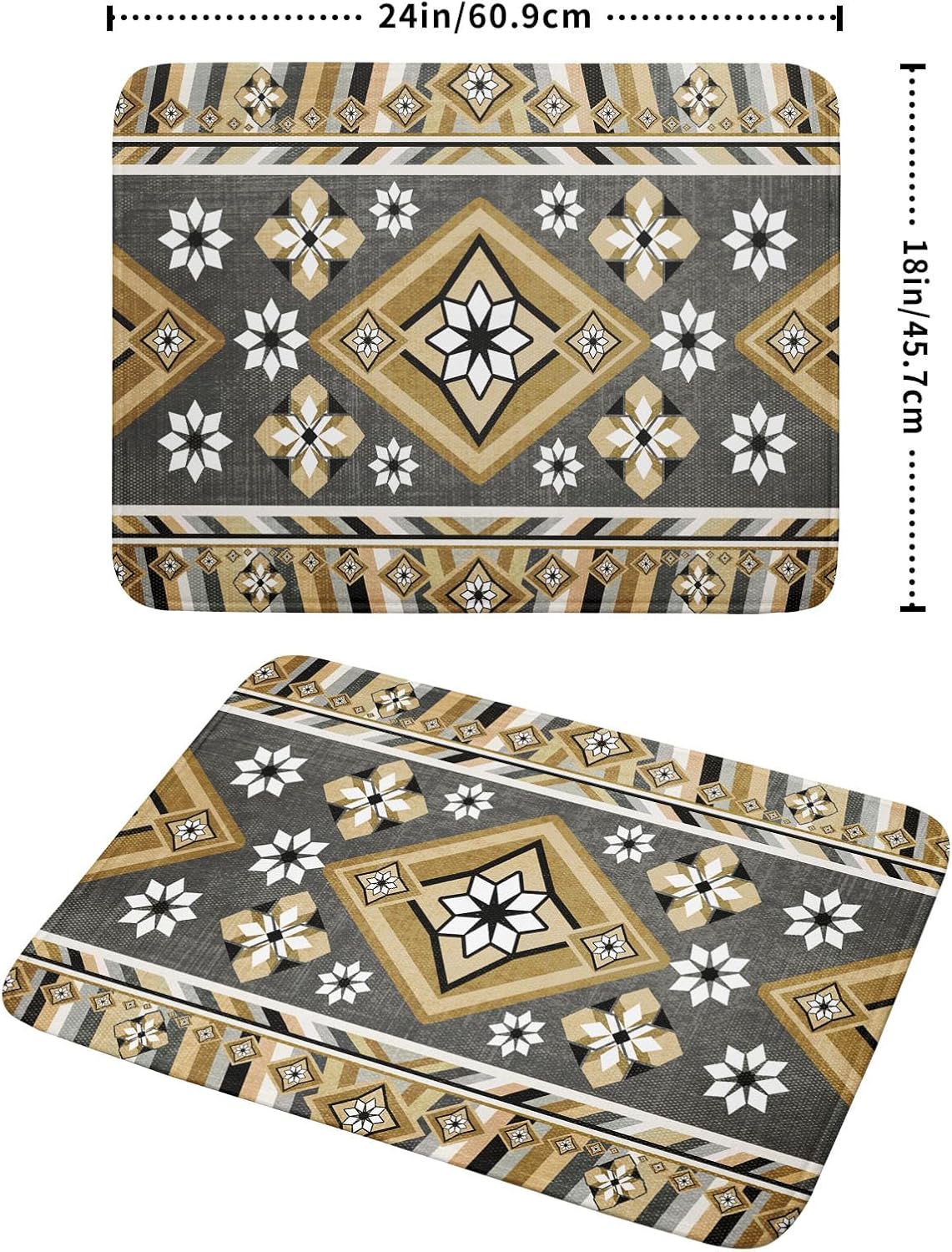 Boho Yellow Gray Aztec Dish Drying Mat for Kitchen Counter,Native American Tribal Aztec Ethnic Boho Style Drying Mat 18 x 24 Inch Microfiber Dish Drying Pad Dish Rack Pad Drainer Mat for Coffee Bar