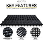 Esatto 12 Pack Interlocking Shelf Mats 12″, Black – for Spills, Clean Bars, Stain Protection, and an Anti-Slip Surface