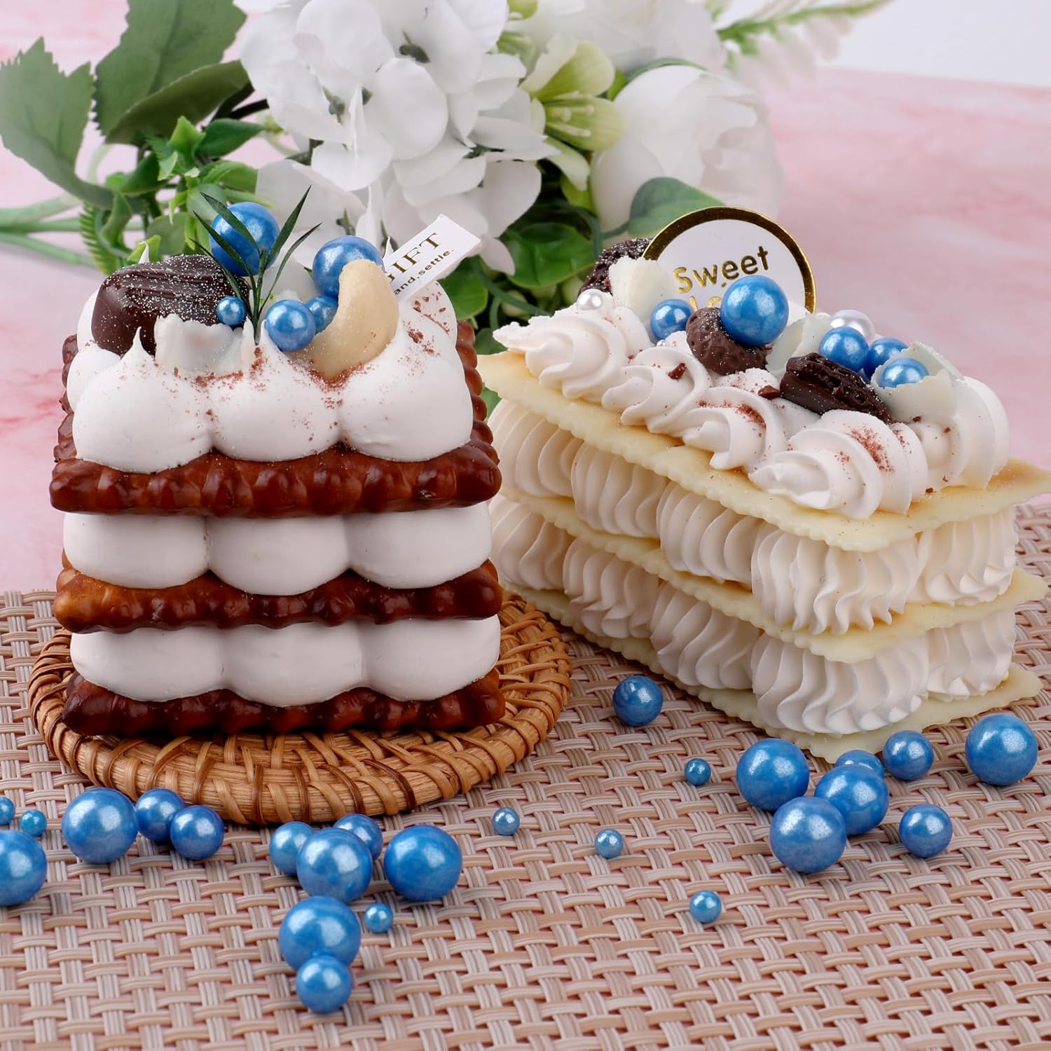 Royal Blue Sprinkles for Cake Decorating, 6 Sizes Mix 4.6 oz Edible Pearl Sugar Cupcake Ice Cream Topping for Wedding Parties Christmas Baking Supplies