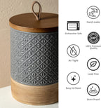 Ceramic Jar with Lid Airtight, Coffee Canister Kitchen Food Storage Jars for Spice Sugar Salt, Coffee Bar Accessories Decorative Container for Countertop - Gray & 42 fl.oz