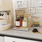 Bathroom Tray for Counter, Oak Wooden 7.5" L Vanity Tray for Jewelry Soap Cologne Organizer for Men Decorative Decor Silver