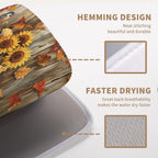 Fall Pumpkin Dish Drying Mat Autumn Maple Leaves Thanksgiving Large Kitchen Mats Dish Drying Pad Absorbent Dish Dryer Mat for Kitchen Countertops Microfiber Drainer Pad Dish Drying Mats (18x24 in)