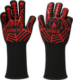 GRILL HEAT AID BBQ Grill Gloves Heat Proof for Grilling – Fireproof 1472°F Heat-Resistant Grill Mitts for Outdoor Barbecue and Smoker, Campfire, Fire Pit, Oven Glove with Fingers for Baking Pizza