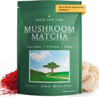 SPACE AND TIME Create - Mushroom Matcha Tea - 20 Cups of Creativity, Energy & Enhanced Mood - Organic Matcha Powder with Lions Mane, L-Theanine & Saffron
