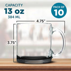 Libbey Clear Glass Coffee Mugs 13 oz. Set of 10, Bulk Pack - Perfect for Coffee, Tea, Espresso, Hot Cocoa, Other Beverages - Black Bottom