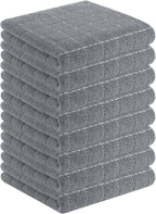 Homaxy 100% Cotton Terry Kitchen Towels(Grey, 13 x 28 inches), Checkered Designed, Soft and Super Absorbent Dish Towels, 8 Pack