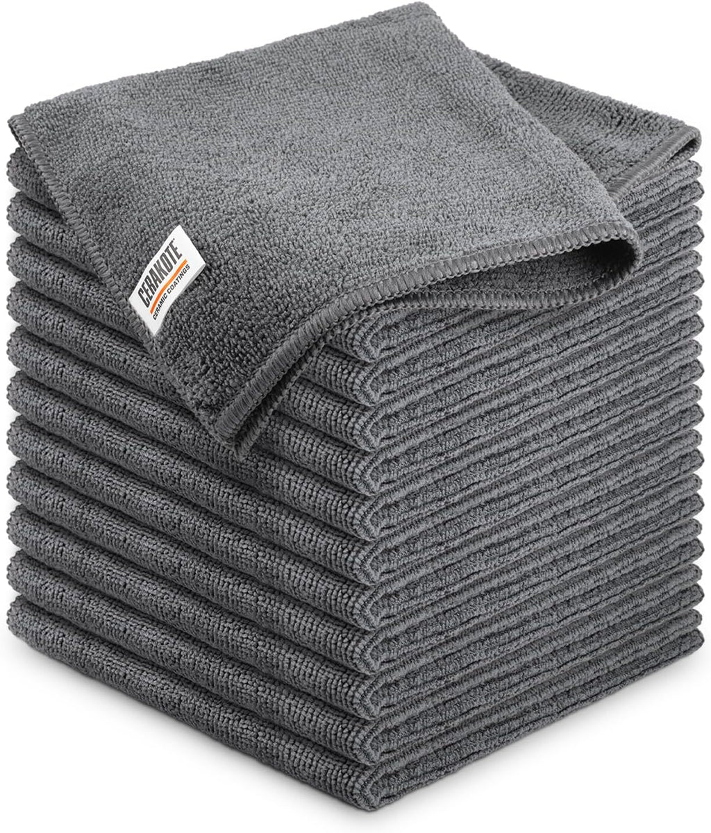 CERAKOTE Microfiber Towels (12 Pack) - Cleaning and Application Towels Durable Microfiber Material - 300 GSM Lint-Free Towel - Ideal for Cars, Home, Shop and Office Cleaning