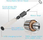 Milk Frother, Rechargeable Battery Operated Frother for Coffee,Portable Drink Mixer with 2 Stainless Steel Whisk Heads,Milk Foamer for Keto Coffee, Latte, Cappuccino, Hot Chocolate,White