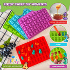 Two Different Sizes Gummy Bear Candy Molds, Set of 4 Non-Stick Silicone Candy Chocolate Gummy Molds with 2 Droppers