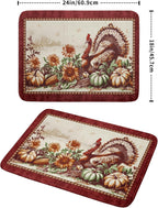 Rustic Turkey Dish Drying Mat for Kitchen Countertop 18x24 inch Fall Thanksgiving Pumpkin Sunflowers Harvest Dish Drainer Mats Fast Drying Farmhouse Country Style Dish Drying Pad Holiday Decor Large