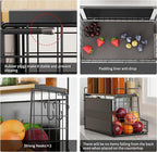 Magnetic Shelf for Fridge, Large Container Magnetic Spice Rack for Refrigerator, Fruit Potato and Onion Storage Bins, Magnetic Basket with Wood Lid, Kitchen Counter, Cabinet