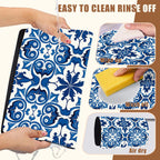 Dish Drying Mat Blue Portuguese Tiles Coffee Bar Mat for Countertop - Absorbent Rubber Backed Hide Stain Dish Drainer Rack - Coffee Maker Pot Dining Room Decoration 15.7 x 23.6 Inch