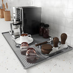 Silicone Coffee Mat With Espresso Tamping Mat,Leak-Proof and Non-Slip,Suitable for Kitchen Station Pad Accessories Fits Under Coffee Maker & Dish Rack to Keep the Countertop Clean-Gray