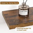 Fun Memories 40" Rustic Wood Floating Shelves with Invisible Brackets for Storage & Decor, Deep Wall Mounted Shelves for Bathroom, Kitchen, Living Room (Brown,Set of 2)
