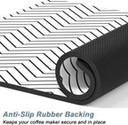 Rnivvi Coffee Mat, 12" x 19" Cute Coffee Bar Mats for Espresso Machine Station Accessories and Organizer, Hide Stain Rubber Backed Absorbent Dish Drying Pad for Kitchen Counter, White Strip