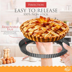 Bundle Pack 9" and 4" Mini Tart and Quiche Pan Combo, False Bottom, Deep Fluted Tart and Quiche with Removable Bottom - Non-Stick