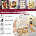E-far Baking Sheet with Wire Rack (2 Pans + 2 Racks), Stainless Steel Cookie Sheets Pan & Cooling Rack for Baking Cookies/Jelly Rolls, Non Toxic & Heavy Duty, Oven & Dishwasher Safe, 16 x 12 x 1 Inch
