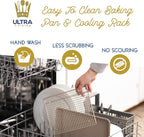 Ultra Cuisine Quarter Baking Sheets with 100% Stainless Steel Rack Set - Includes Premium Aluminum Baking Sheet and Dishwasher Safe Cookie Cooling Racks,Commercial Quality 13"x9"x1"