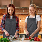 Handepo 4 Pcs Kitchen Cooking Aprons with Pockets Adjustable Waterproof Baking Apron for Women Men, Chef,BBQ, Christmas Gift