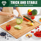 Homaxy Extra Large Organic Bamboo Cutting Boards for Kitchen, 24"x18" Wooden 3XL Cutting Board with Juice Groove and Handles, Charcuterie Butcher Block Wood Serving & Chopping Board - Pre Oiled