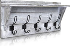 HBCY Creations Rustic Wall Mounted Coat Rack with Shelf - Solid Wood 24" Entryway Shelf with 5 Coat Hangers. Perfect Touch for Your Entryway, Mudroom, Kitchen, Bathroom and More, Whitewash