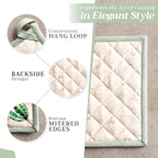 Maison d' Hermine Pot Holders Set 100% Cotton Heat Resistant Potholders 8" x 8" Hot Pads with Loop BBQ, Cooking, Baking, Grilling, Kitchen, Handling Hot Pans (Pack of 2, Lumina)