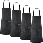 Handepo 4 Pcs Kitchen Cooking Aprons with Pockets Adjustable Waterproof Baking Apron for Women Men, Chef,BBQ, Christmas Gift