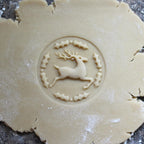 Wood Cookie Stamp, 2.5 Inch (Reindeer and Holly CS-049)