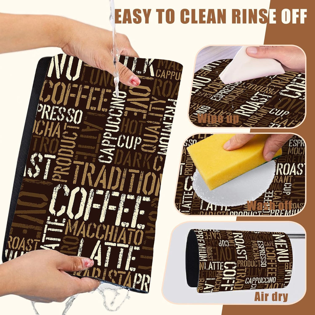 Vintage Coffee Cup Coffee Mat Absorbent Dish Drying Mat for Kitchen Counter Hide Stain Rubber Backed Drying Rack Pad Fit Under Espresso Machine Dish Drainer, 15.7 x 23.6 Inch