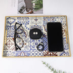 Spsyrine Bathroom Vanity Tray with Handles for Dresser Tops, Countertop, Perfume Decorative Tray, 11.8” * 7.87” *1.37” C1