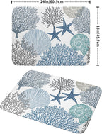 Blue Coral Dish Drying Mat 18x24 Inch Absorbent Reversible Summer Beach Drying Mat Nautical Coastal Starfish Dish Drying Rack Mat Ocean Themed Dish Drainer Mat for Kitchen Counter Coffee Bar
