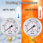 0-230 Psi Glycerin Liquid Filled Pressure Gauge, 2.5" Dial Size, 1/4" NPT Lower Mount, 304 Stainless Steel Case, for Pool Pump Sand Filter Air Compressor, Water Oil Air Pressure Test