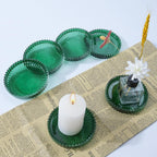 Glass Coaster 6 Pack Round Cup Coasters for Drinks,Crystal Coffee Coaster,Stylish Drink Coasters for Kitchen Bar Dining Room Living Room Office Decor and Jewelry Storage,Green