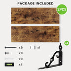 RICHFOCUS Floating Shelves for Wall Decor, 24Inch Wall Shelves Set of 2, 24W x 8D Floating Shelves Wall Mounted with Metal Brackets, Rustic Wood Shelves for Living Room Bedroom Kitchen, Rustic Brown