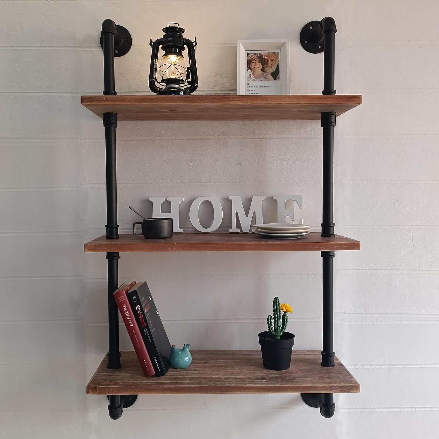 Industrial Pipe Shelving Bathroom Shelves Over Toilet 24 Inch,Rustic Wall Shelves,Industrial Floating Shelves for Wall Pipe Shelf Farmhouse Shelf for Kitchen