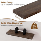 Floating Shelves for Wall Decor, Rustic Solid Elm Wood Live Edge Floating Shelves Wall Mounted, Wall Shelves with Invisible Bracket for Living Room Bathroom Bedroom Kitchen, 24 Inch Set of 2, Walnut