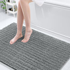 Arotive Luxury Chenille Bathroom Rug Mat, Extra Soft Thick Absorbent Shaggy Bath Rugs, Non-Slip Machine Wash Dry, Plush Bath Mats for Bathroom, Shower and Tub, 59x35, Grey